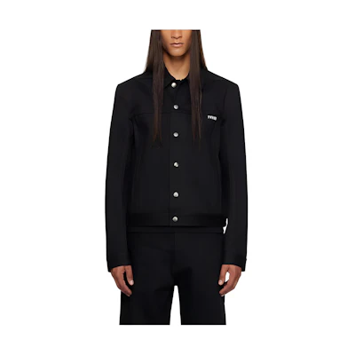 Rick Owens DRKSHDW Black Logo Print Button-Up Jacket Long Sleeve RN02C4758HBLK-P5