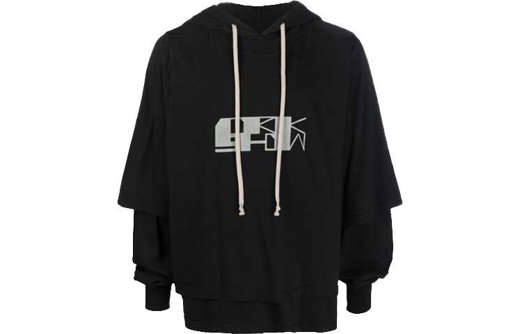 Rick Owens DRKSHDW Black Logo Print Hoodie DU02A3281RNEP40961