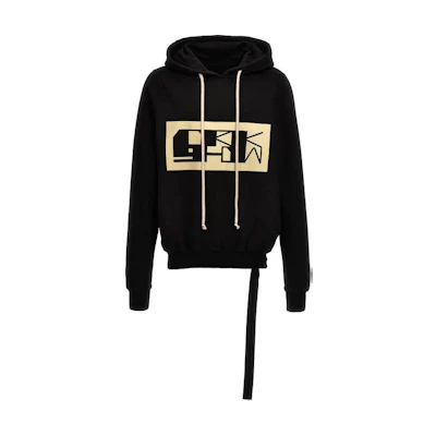 Rick Owens DRKSHDW Black Logo Print Hoodie Long Sleeve Sweatshirt DU01D1288FEP209-08
