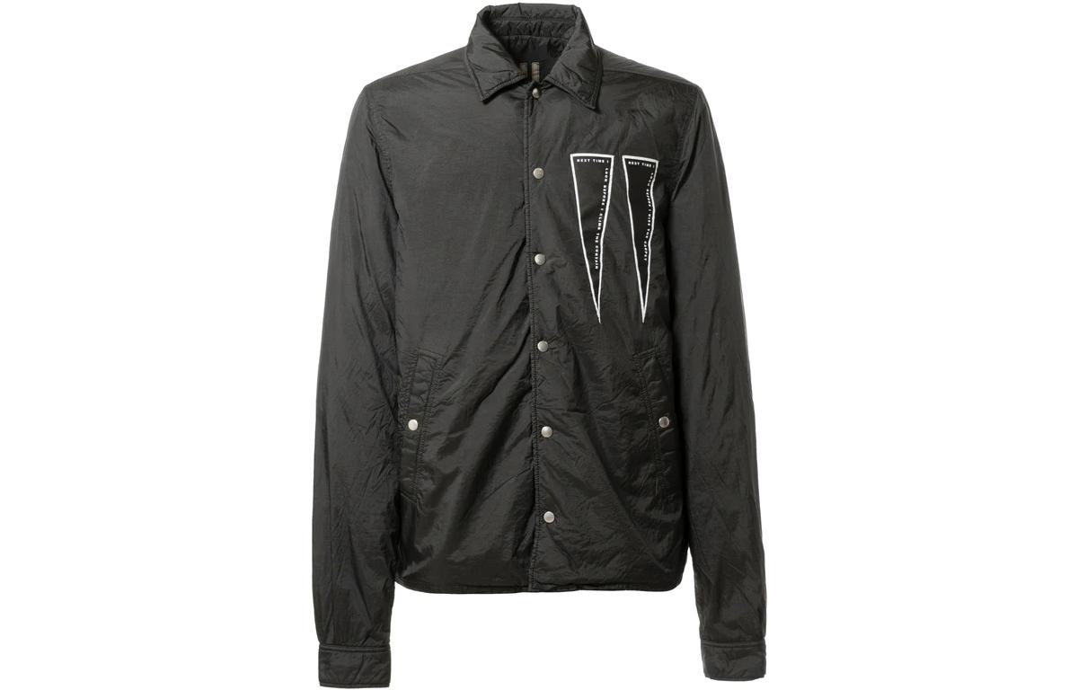 Rick Owens DRKSHDW Black Long-Sleeve Jacket with Inverted Triangle Print du02b4782ndeh1-09