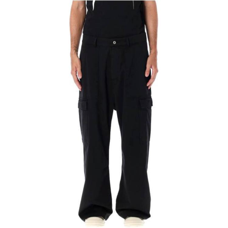 Rick Owens DRKSHDW Black Mid-Rise Loose Fit Zip Cargo Pants Men DU02D2354TW-09