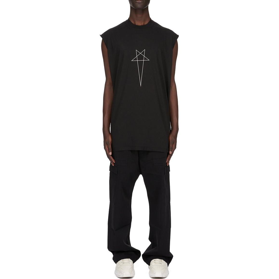 Shop Rick Owens DRKSHDW 黑色中腰宽松裤 男士拉链工装裤 DU02D2354TW-09