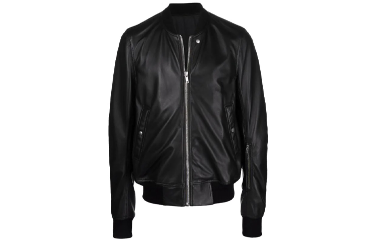 Rick Owens DRKSHDW Black Monochrome Leather Zip Jacket RU01B1786LLP-09