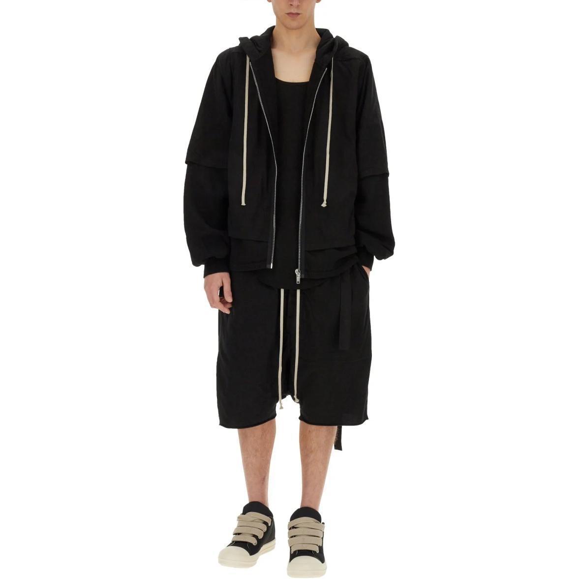 Rick Owens DRKSHDW Black Oversized Zip-Up Hoodie Jacket for Men DU01D1270RNF-09