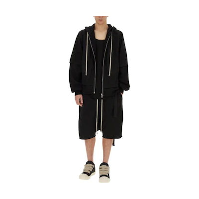 Rick Owens DRKSHDW Black Oversized Zip-Up Hoodie Jacket for Men DU01D1270RNF-09