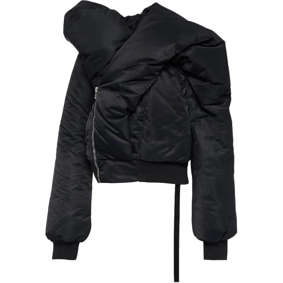 Rick Owens DRKSHDW Black Puffer Jacket with Zipper & Long Sleeves DU02C5775BR0925