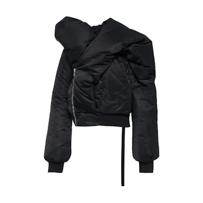 Rick Owens DRKSHDW Black Puffer Jacket with Zipper & Long Sleeves DU02C5775BR0925