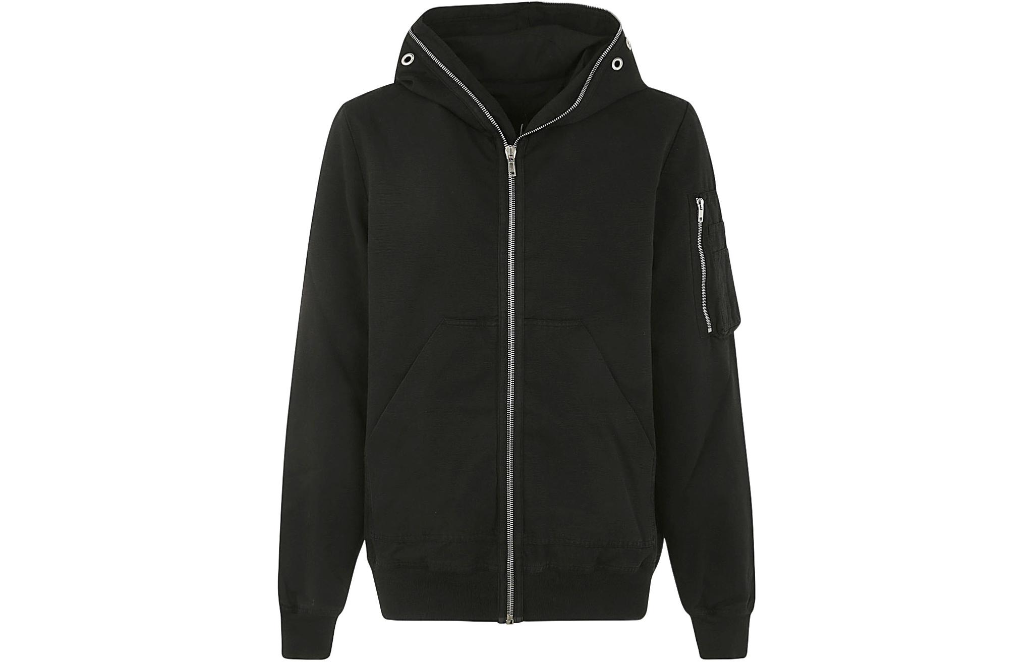 Rick Owens DRKSHDW Black Ring-Zip Hoodie Long Sleeve Pullover DU01D1772CB09