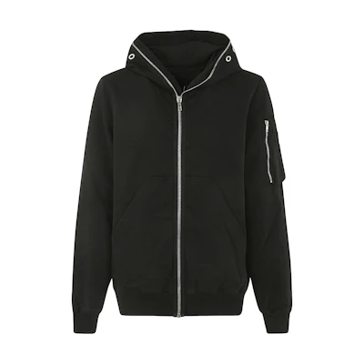 Rick Owens DRKSHDW Black Ring-Zip Hoodie Long Sleeve Pullover DU01D1772CB09