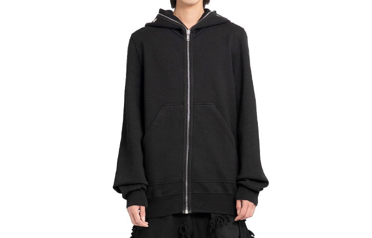 Rick Owens DRKSHDW Black Solid Color Hooded Long Sleeve Hoodie DU01C6773F34
