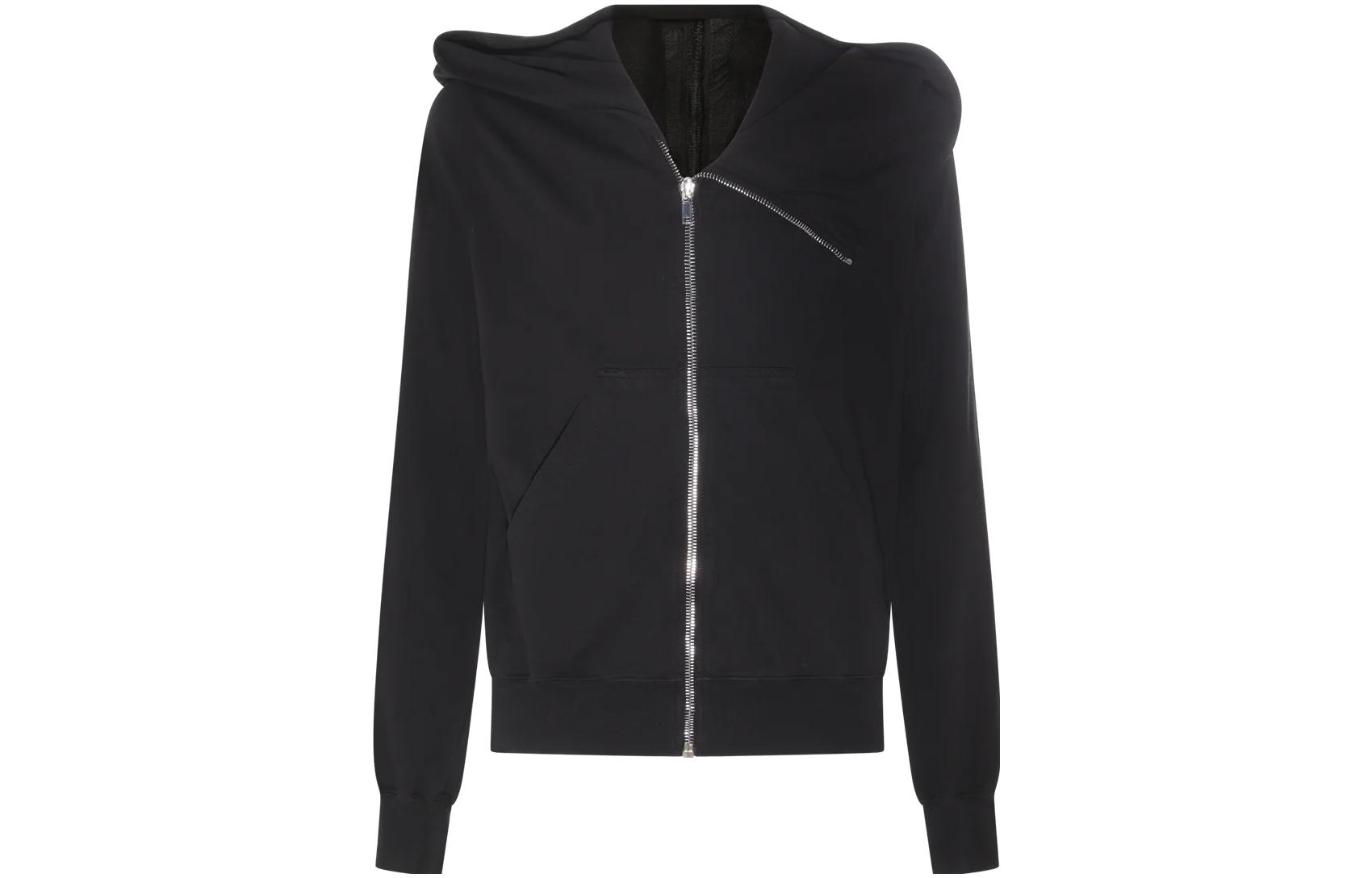 Rick Owens DRKSHDW Black Solid Color Zip Hoodie Long Sleeve Casual DU02C5286RIG-09