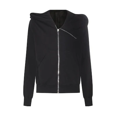 Rick Owens DRKSHDW Black Solid Color Zip Hoodie Long Sleeve Casual DU02C5286RIG-09