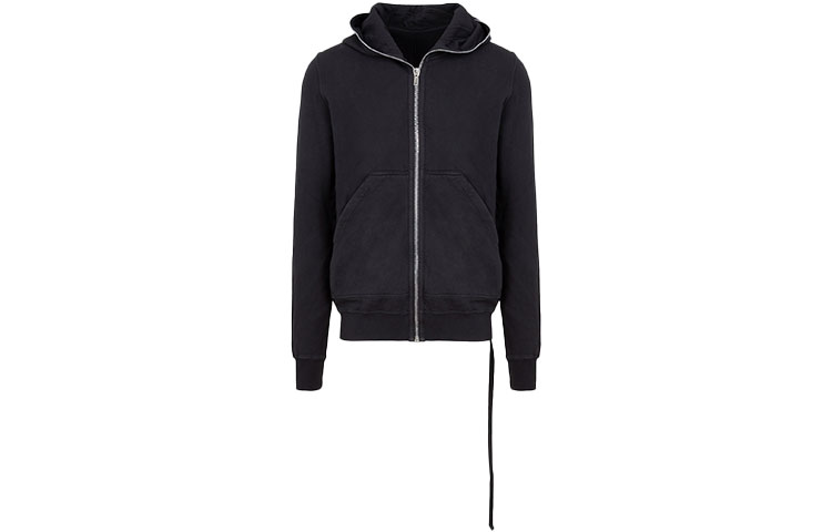 Rick Owens DRKSHDW Black Solid Cotton Zip-Up Hoodie Jacket DU02A3280F-09