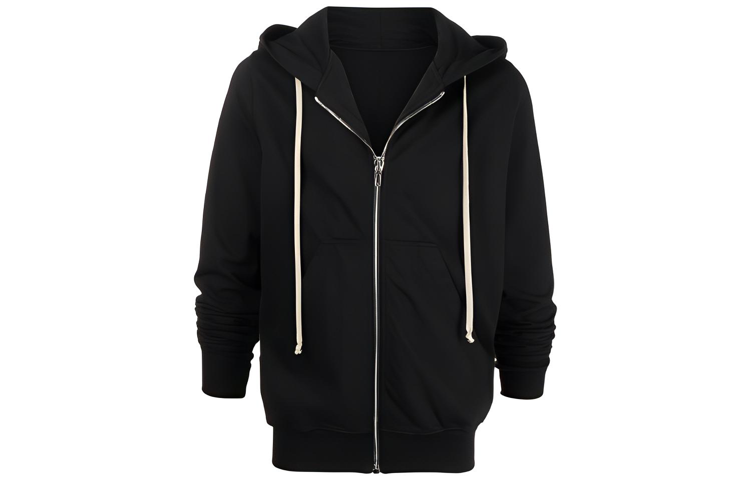 Rick Owens DRKSHDW Black Solid Drawstring Hoodie Jacket DU21S2276RIG-09