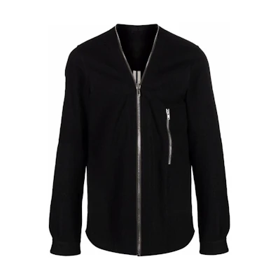 Rick Owens DRKSHDW Black Solid V-Neck Zip Jacket RU02A5288WCF-09