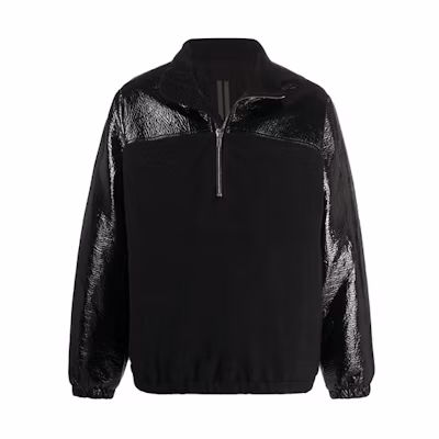 Rick Owens DRKSHDW Black Windbreaker Jacket with Patchwork Lapel DU20F1775FQF-09