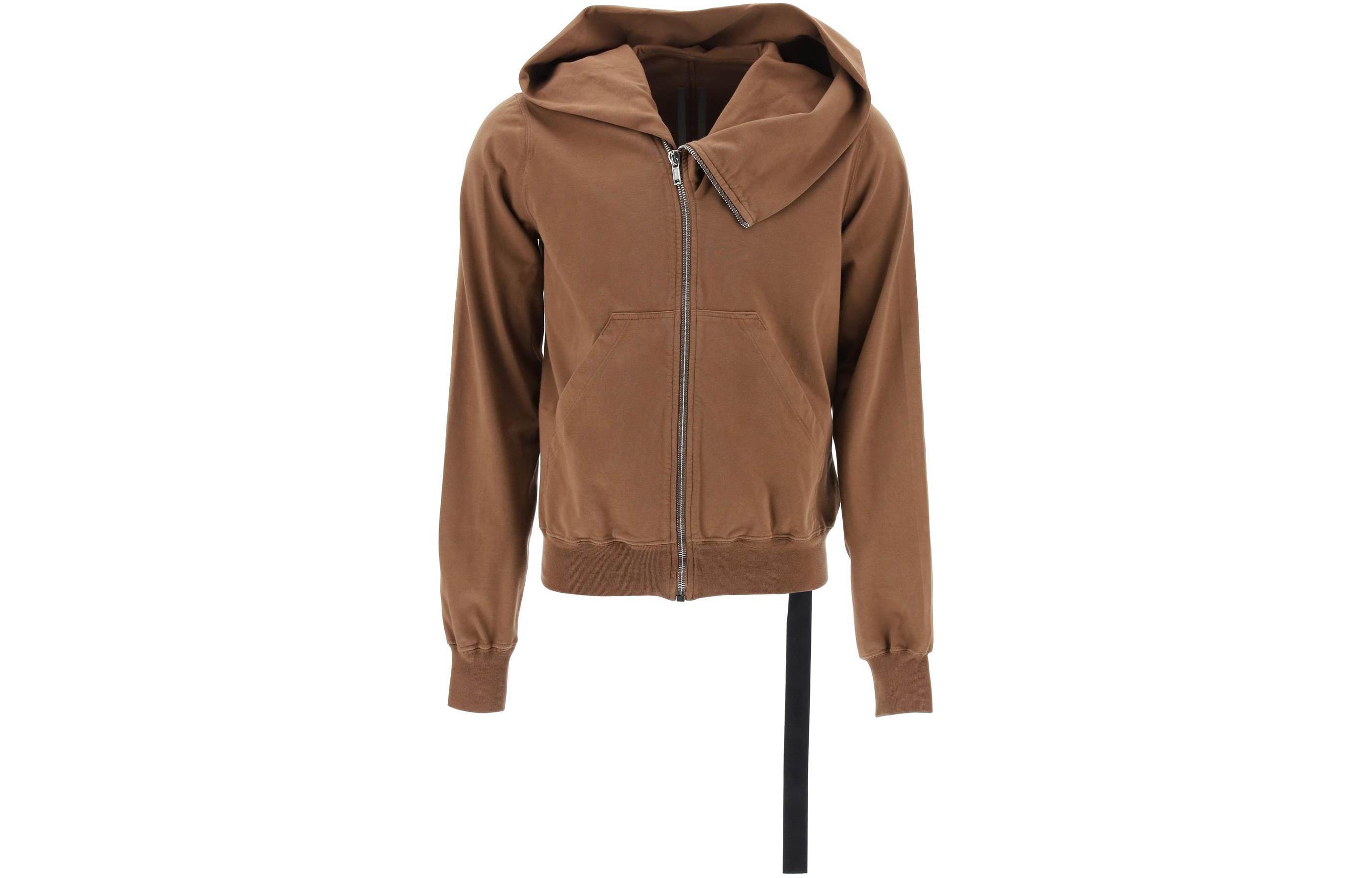 Rick Owens DRKSHDW Brown Solid Zip Hoodie Jacket Long Sleeve DU01D1286RIG-44