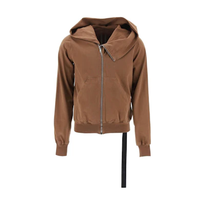 Rick Owens DRKSHDW Brown Solid Zip Hoodie Jacket Long Sleeve DU01D1286RIG-44