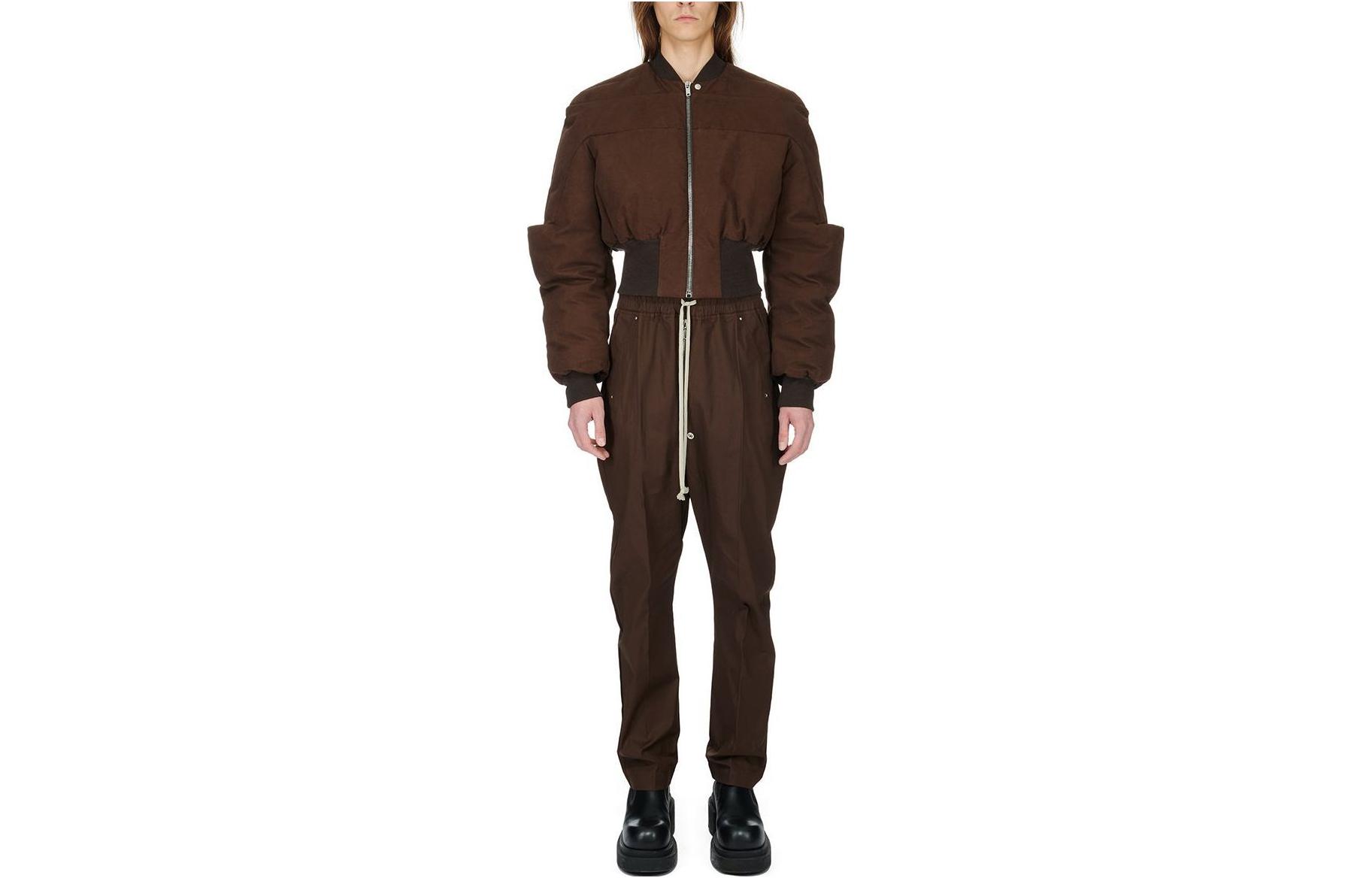 Rick Owens DRKSHDW Brown Zip-Up Baseball Collar Jacket RU02C7799MOD2-04