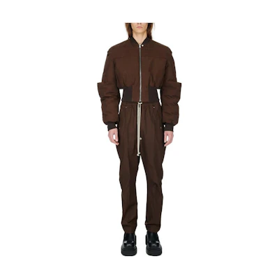 Rick Owens DRKSHDW Brown Zip-Up Baseball Collar Jacket RU02C7799MOD2-04