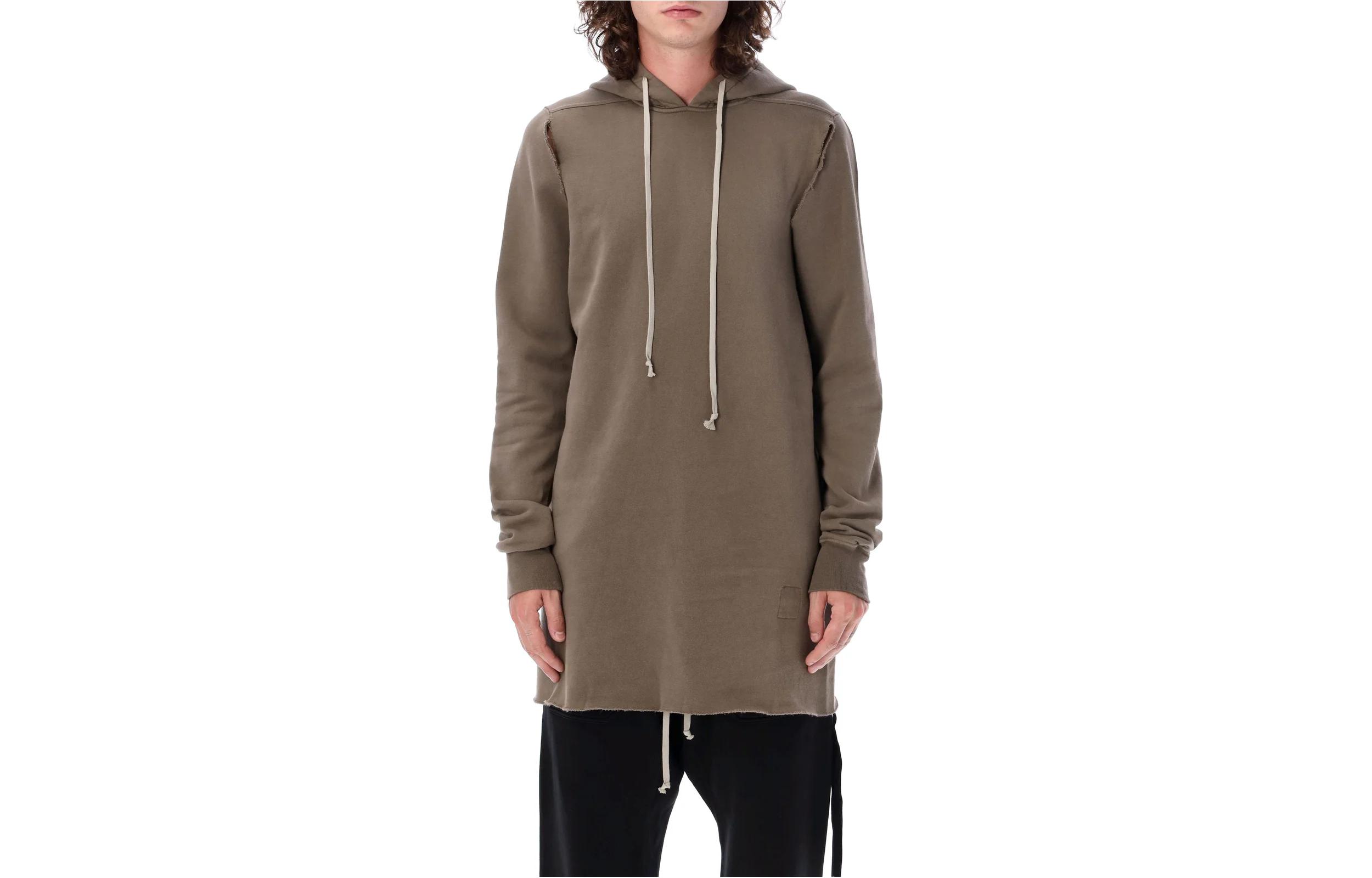 Rick Owens DRKSHDW Camel Longline Hoodie Pullover Sweatshirt DU02C5294F-34