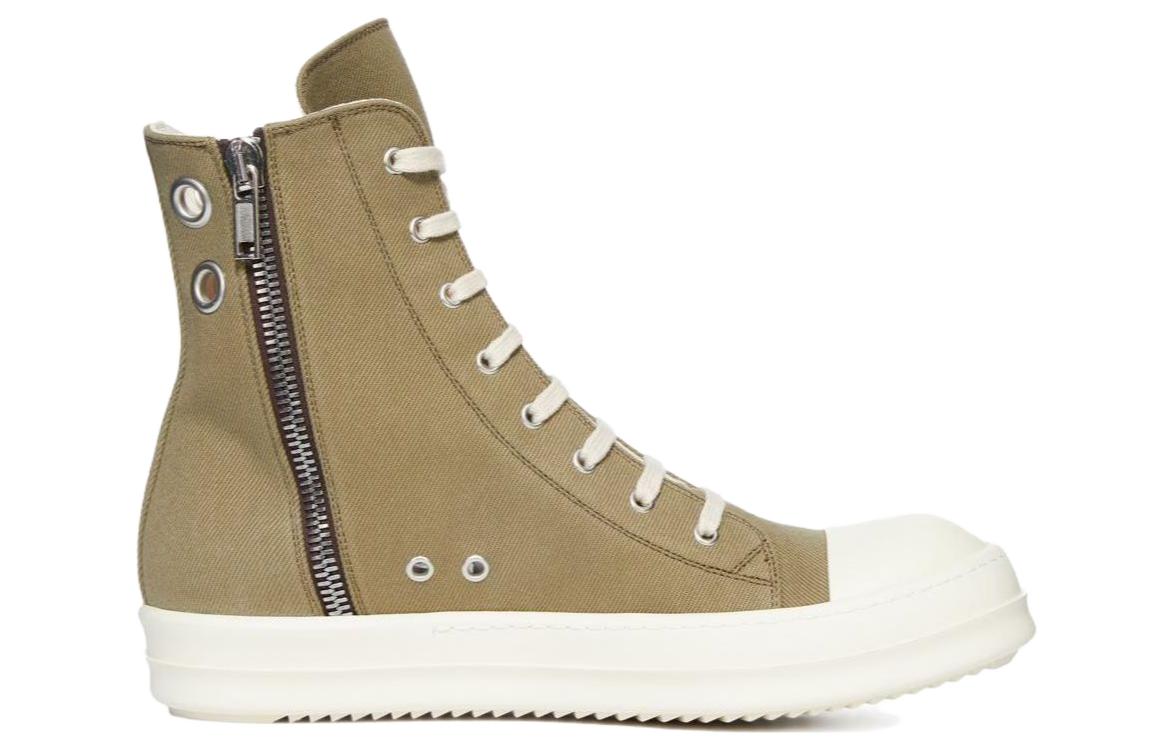 Order 瑞克歐文斯 DRKSHDW 帆布 圓頭繫帶 短靴 男款 褐色