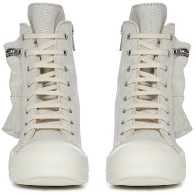 Rick Owens DRKSHDW Cargo 13 牛仔布 高筒系带 時尚帆布鞋 男款 灰色 Lookbook Rick Owens DRKSHDW Cargo 13 牛仔布 高筒系带 時尚帆布鞋 男款 灰色