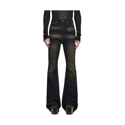 Rick Owens DRKSHDW Dirty Washed High-Waist Hidden Zip Jeans Men Black Du02c5365sdm84