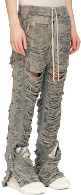 릭 오웬스 DRKSHDW 디스트레스드 미드 라이즈 레이스업 찢어진 청바지 남성용 블루. DU02C5393DMPSH-98 Purchase 릭 오웬스 DRKSHDW 디스트레스드 미드 라이즈 레이스업 찢어진 청바지 남성용 블루. DU02C5393DMPSH-98