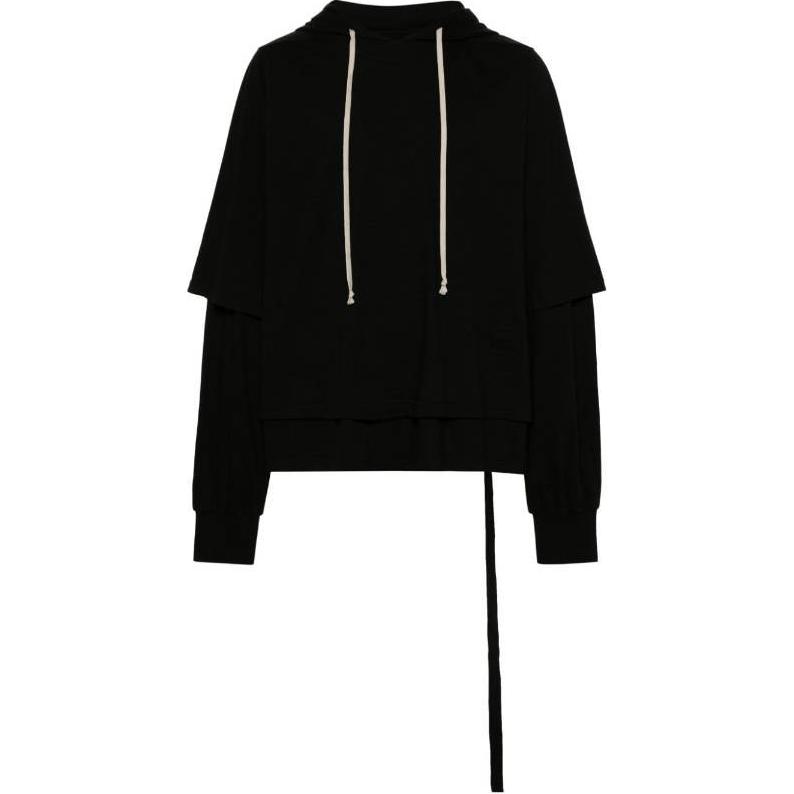Rick Owens DRKSHDW Double-Layer Hoodie Black Long Sleeve Pullover DU02D2281RN-09