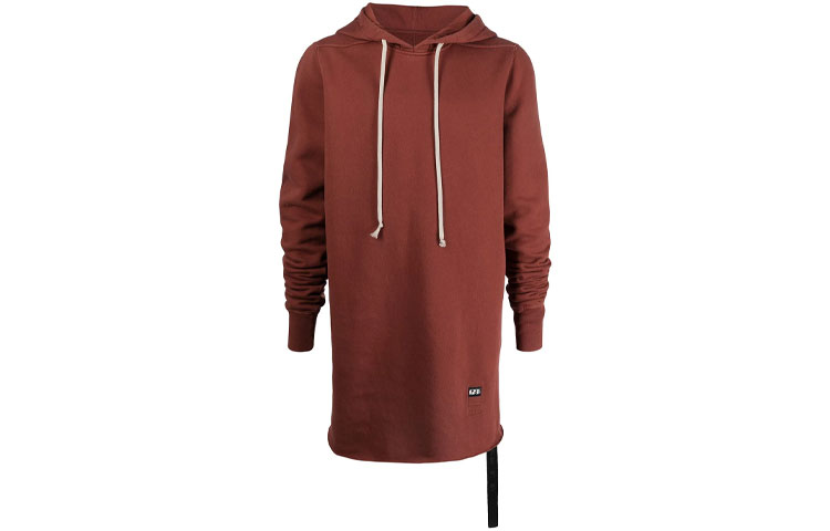Rick Owens DRKSHDW Extended Raw Edge Hoodie Red Brown DU21S2285F-03