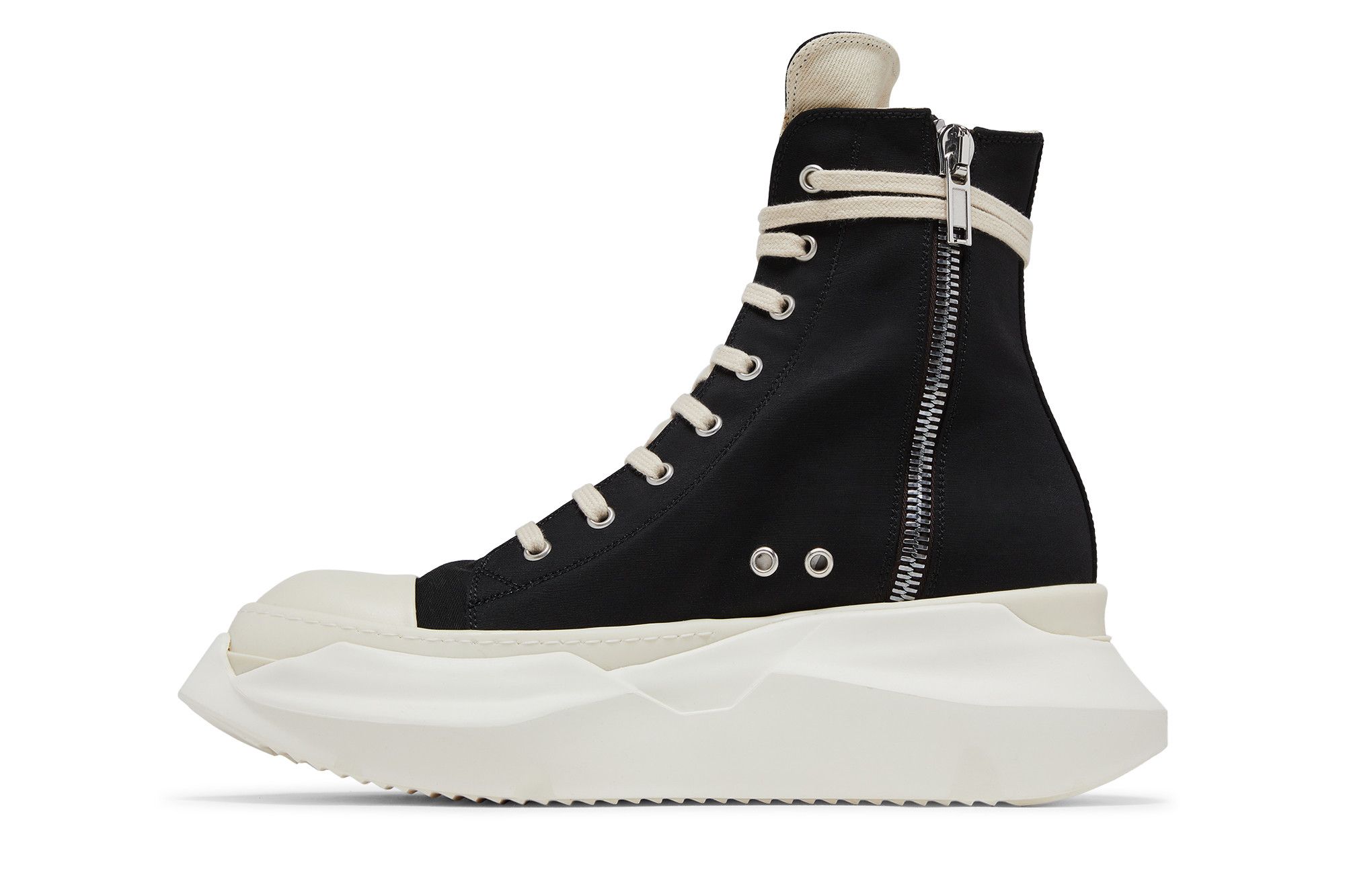 Lookbook Rick Owens DRKSHDW Fogachine 抽象棉尼龙高帮‘牛奶黑’ DU01B7840-MU-911