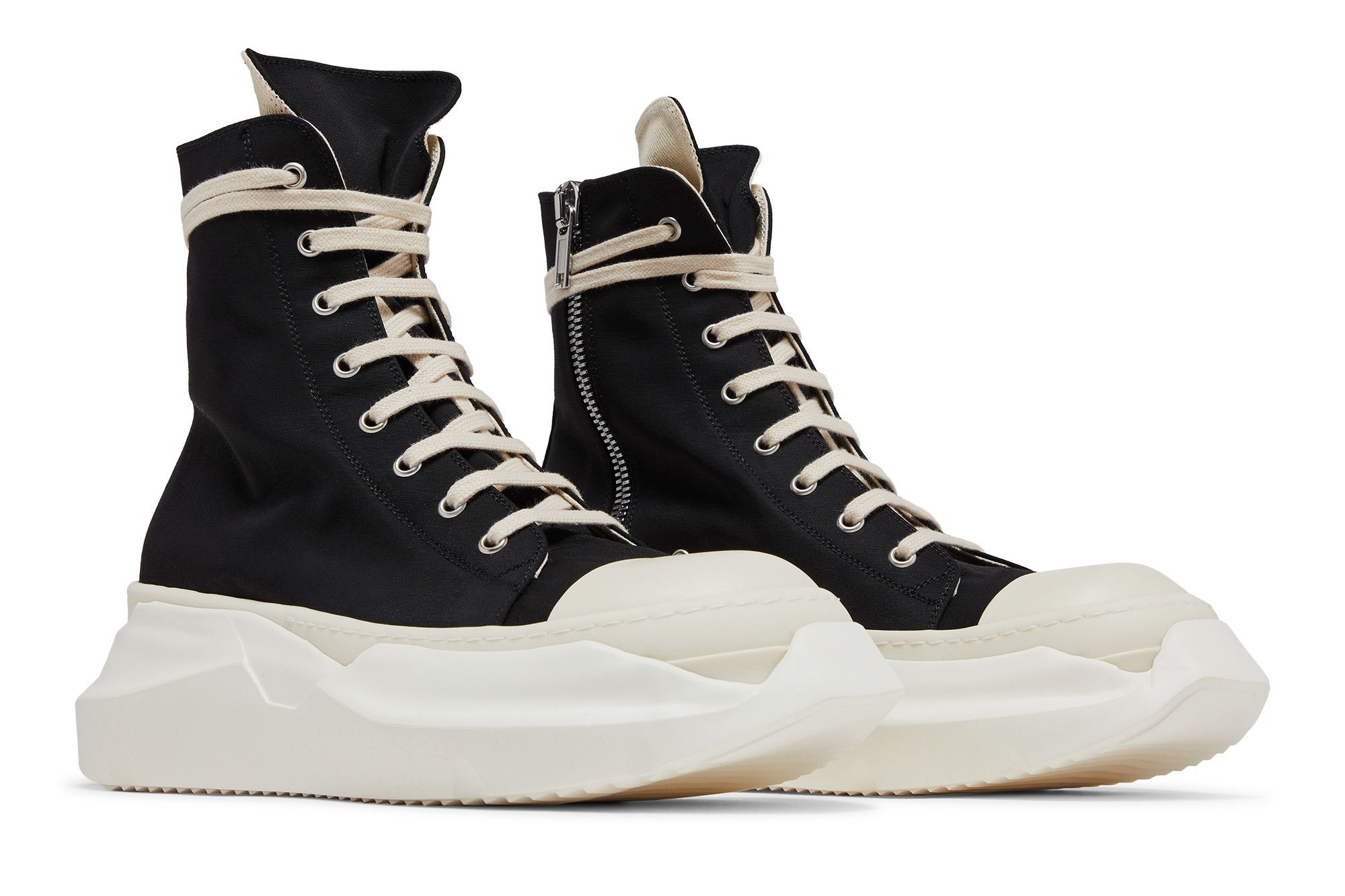Cheap Rick Owens DRKSHDW Fogachine 抽象棉尼龙高帮‘牛奶黑’ DU01B7840-MU-911