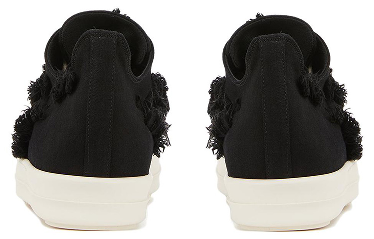 Shop 瑞克·歐文斯 DRKSHDW 牛仔布 斜紋黑色彈力低幫 時尚板鞋 男款 黑色