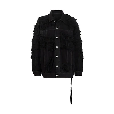 Rick Owens DRKSHDW Fringed Long Sleeve Jacket Black DU02A3761BD-09