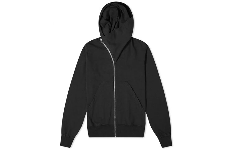 Rick Owens DRKSHDW FW20 Classic Diagonal Zip Wizard Hoodie Black DU20S5286-09