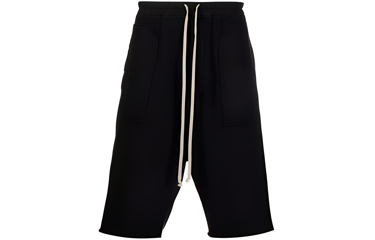 Rick Owens DRKSHDW FW21 Black Drop Crotch Casual Shorts. DU02A3368F-09