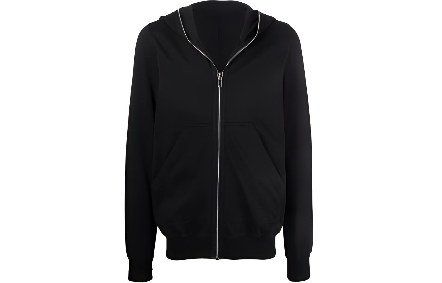 Rick Owens DRKSHDW FW21 Black Zip-Up Hoodie Jacket Plain Design DU02A3280RIG-09