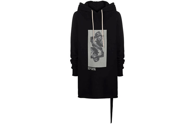 Rick Owens DRKSHDW FW21 Graphic Print Hoodie Black DU02A3285FEP2-0961