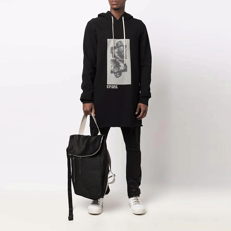 Shop Rick Owens DRKSHDW FW21 印花連帽衫 黑色 DU02A3285FEP2-0961