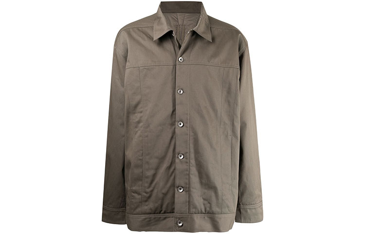 Rick Owens DRKSHDW FW21 Grey Button-Up Utility Jacket DU02A3761-34