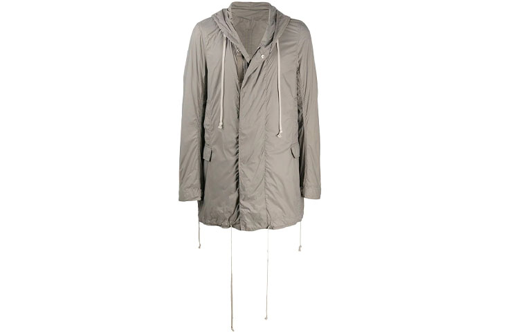 Order Rick Owens DRKSHDW FW21 Hoodie Coat Abu-Abu Logo Panjang Sedang. DU20S5968-ND