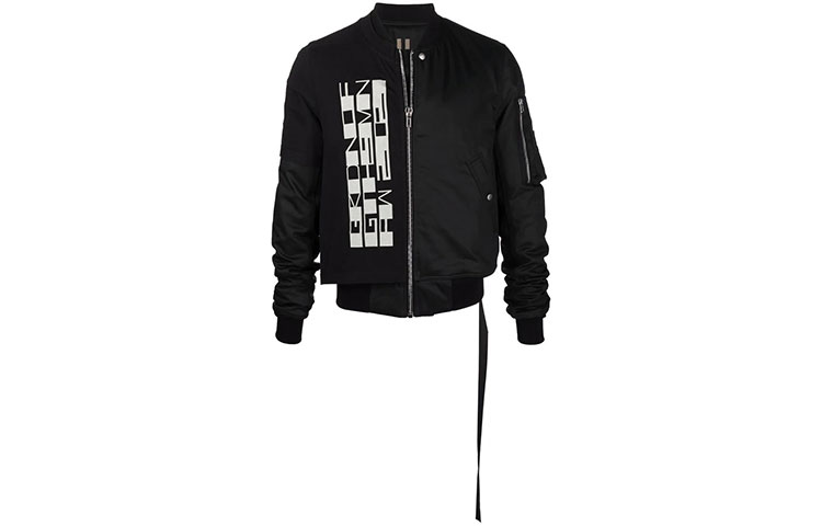 Rick Owens DRKSHDW FW21 Letter Print Bomber Jacket Black DU02A3771TWRNP3-09