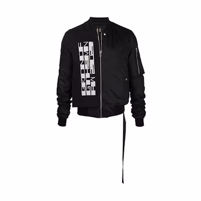 Rick Owens DRKSHDW FW21 Letter Print Bomber Jacket Black DU02A3771TWRNP3-09