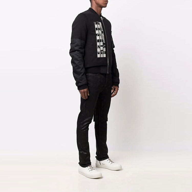 Purchase Rick Owens DRKSHDW FW21 Letter Print Bomber Jacket Black DU02A3771TWRNP3-09