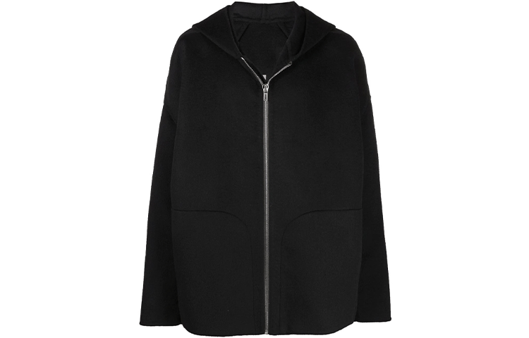 Rick Owens DRKSHDW FW21 Peter Black Loose Fit Zip Hoodie Jacket Men RU02A5779DD-09