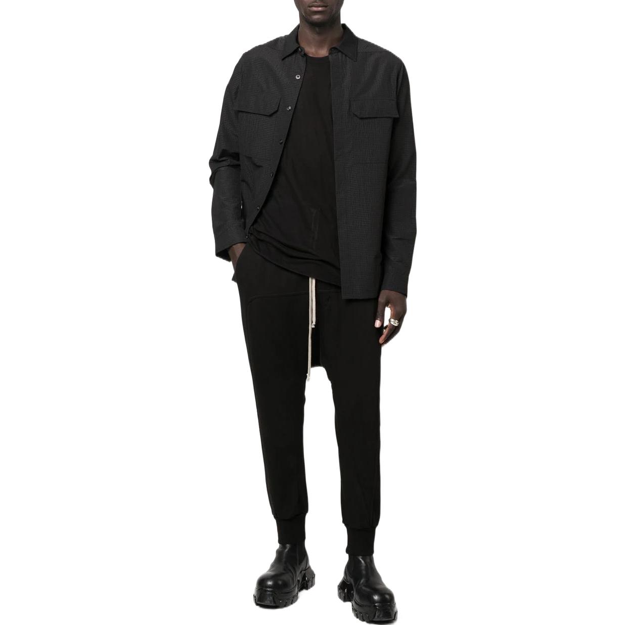 Lookbook Rick Owens DRKSHDW FW22 Celana Casual Slim Fit Hitam Model Drop-Crotch. DU02B4395RIG-09