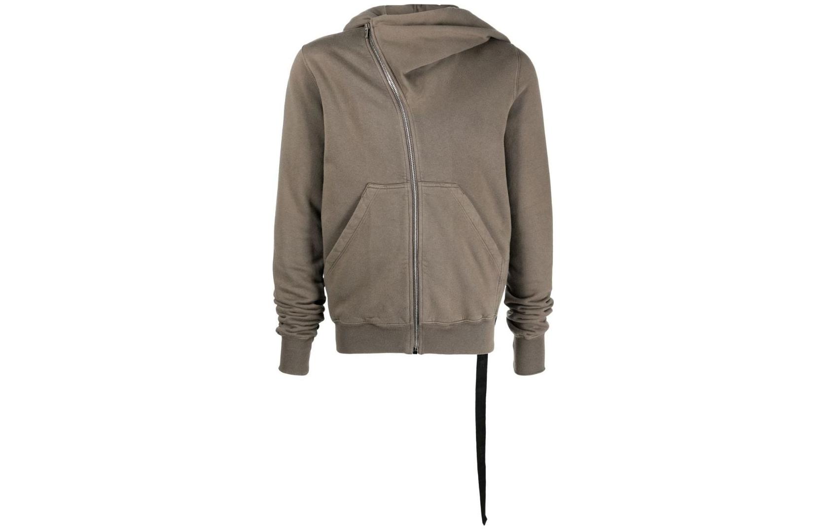 Rick Owens DRKSHDW FW22 Asymmetric Zip Hoodie Mist Grey Long Sleeve DU02B4286F-34
