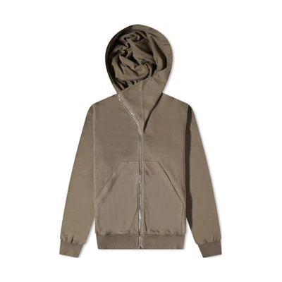 Rick Owens DRKSHDW FW22 Asymmetrical Zip Hoodie Khaki DU02B4286RIG-34