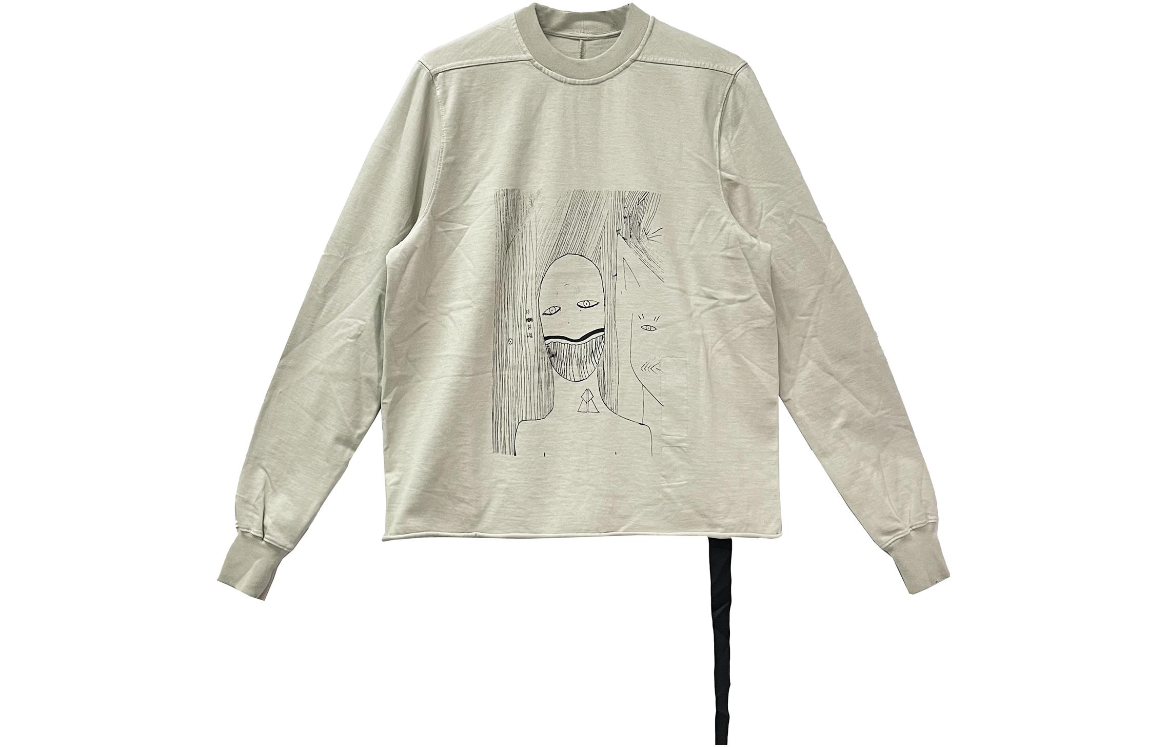 Rick Owens DRKSHDW FW22 Beige Sketch Print Crewneck Sweatshirt Unisex DS02B4221RIGEP2-0809PO